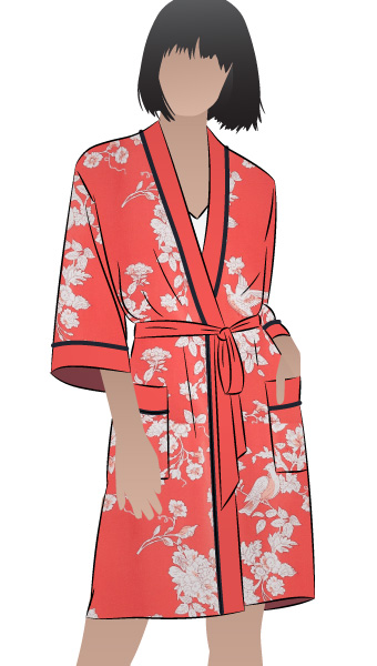 Loungewear Robe by Style Arc - Loungewear robe with tie belt and patch pockets