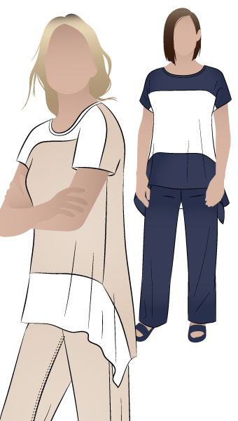 Maris Top By Style Arc - Pull on top with interesting hem line and front yoke