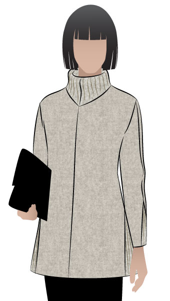Mavis Knit Tunic By Style Arc - Long sleeved knit tunic with funnel neck