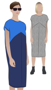 Mila Designer Dress by Style Arc - Slip-on, knee-length dress with modern design lines
