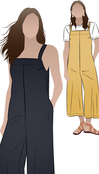 Mildred Jumpsuit By Style Arc - Casual pull-on jumpsuit featuring shoulder straps and in-seam pockets.