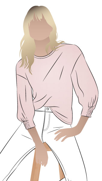 Mimi Woven Top By Style Arc - Dropped shoulder and sleeve loose fitting top sewing pattern.