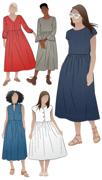 Montana Midi Dress and Extension Pack by Style Arc - Make over 12 different looks with the Montana Midi Dress + Extension Pack patterns