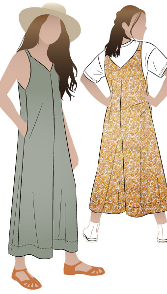 Norman Teens Jumpsuit By Style Arc - "V" neck pull-on jumpsuit with wide 7/8th leg length, for teens 8 - 16
