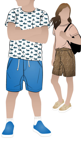Oscar Kids Short by Style Arc - Elastic waist short featuring a crotch insert, front and back pockets, for kids 2-14