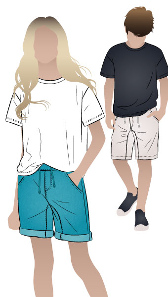 Oscar Teens Short by Style Arc - Elastic waist short featuring a crotch insert, front and back pockets, for teens 8-16