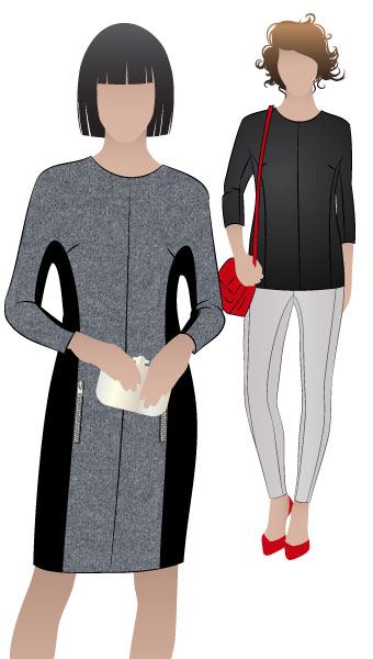 Paige Top / Dress By Style Arc - Dolman sleeve dress or top with feature zips & design lines