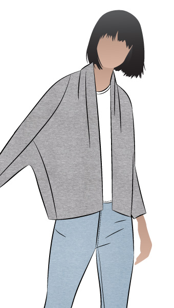 Palermo Knit Jacket By Style Arc - Shrug style jacket featuring long sleeves, neck hugging collar and interesting design lines.