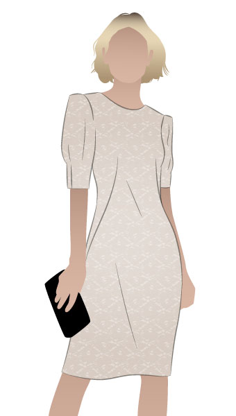 Paris Dress by Style Arc - Little black dress with padded square shoulders
