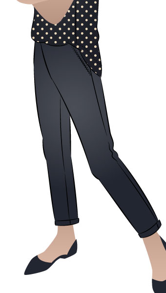 Parker Ponte Pant by Style Arc - Pull-on elastic waist, ankle-length pant with hem cuffs
