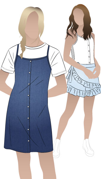 Penny Teens Dress Top By Style Arc - Short swing dress or top with shirred back bodice and rouleau straps, for teens 8 - 16