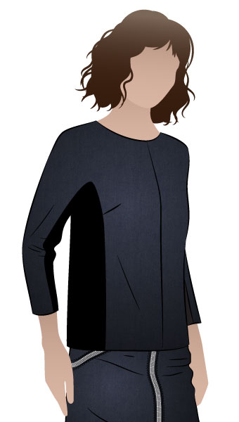 Piper Top By Style Arc - Dolman 7/8 sleeve top with side panels