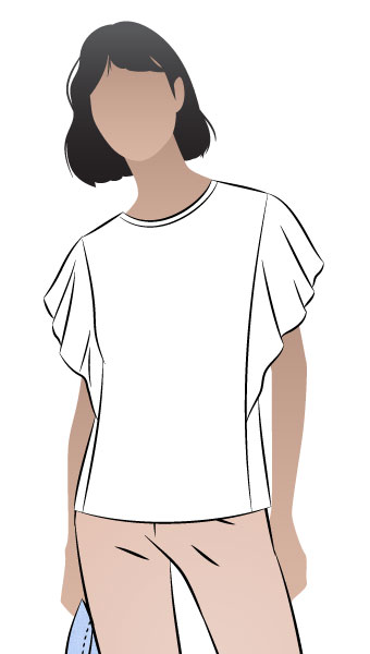 Posie Knit Top By Style Arc - Knit top featuring sleeve flounces, round neck and side panels.