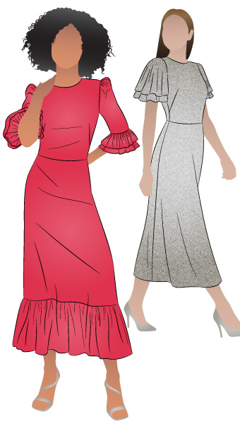 Queenie Woven Dress by Style Arc - Classic waisted dress shape with "A" line skirt and 4 sleeve options