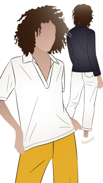 Raph Knit Polo Top By Style Arc - Polo shirt featuring a "V" neck band