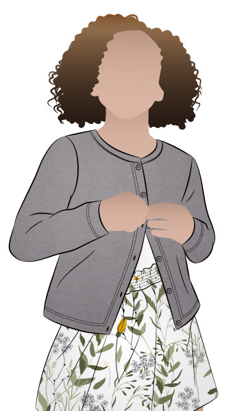 Saskia Kids Knit Cardi By Style Arc - Basic shaped button through cardigan with long sleeves, for kids 02-14
