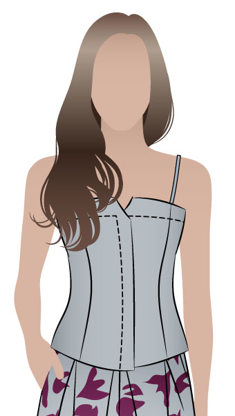 Saskia Woven Bustier By Style Arc - Fully lined fitted bustier with concealed zip front