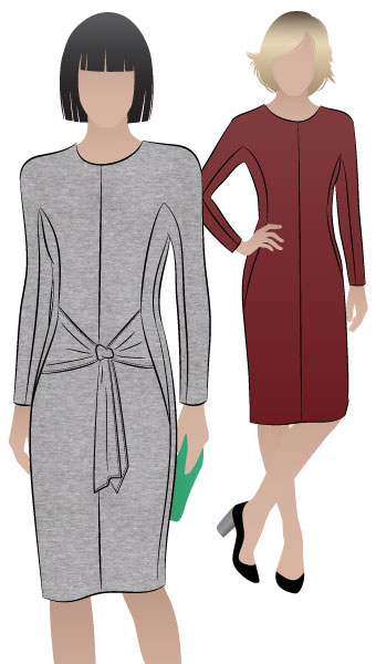 Serena Knit Dress By Style Arc - All occasion dress with tie front and angled seams