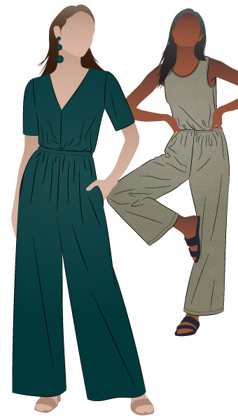 Shannon Jumpsuit by Style Arc - Jumpsuit with a choice of two different bodice styles, side pockets and elastic waist
