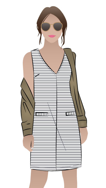 Sia Knit Dress By Style Arc - Sleeveless shift dress with front and back "V" neck.