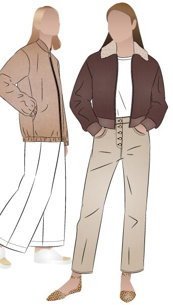 Sid Bomber Jacket by Style Arc - An unlined bomber jacket with two length and three collar options