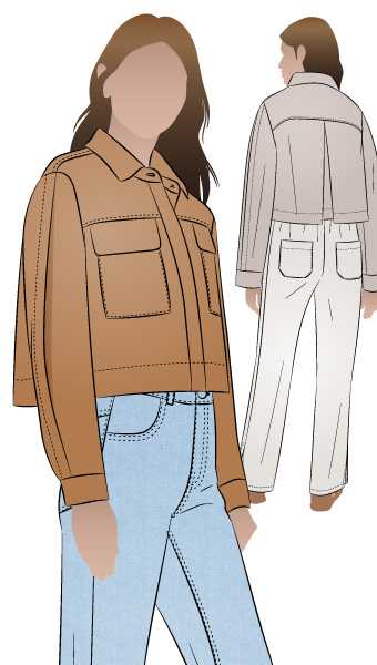 Smith Woven Jacket by Style Arc - Square shaped fly-front short jacket with detailed sleeves