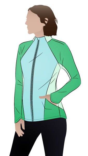 Steffi Jacket By Style Arc - Great zip front jacket with interestingly shaped panels through the back and side fronts