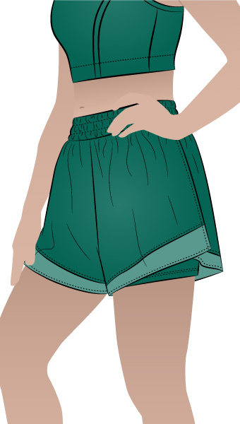 Sunday Active Short By Style Arc - Pull on woven sport short with knit biker inner.