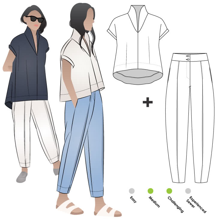 Teddy by Two Sewing Pattern Bundle By Style Arc Teddy by Two Sewing Pattern Bundle By Style Arc - Bundle consisting of Teddy Designer Pant and Teddy Designer Top.