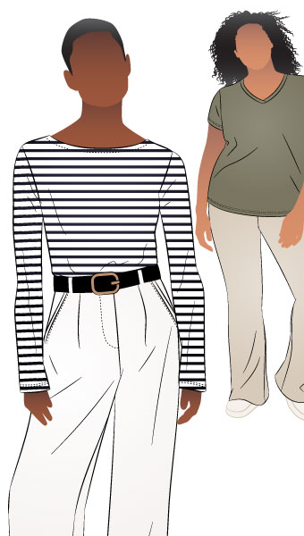 The Ellis Knit T by Style Arc - Basic tee shape with the option of 3 different necks and sleeves