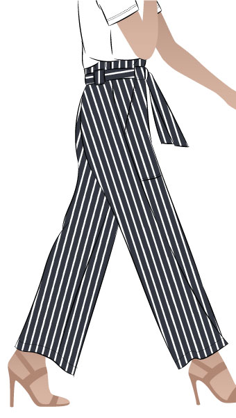 Thea Pant by Style Arc - "Paper bag" elastic waist pant with patch pockets and a wide leg