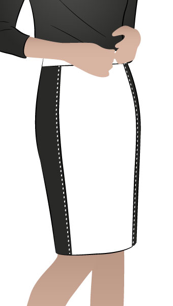 Ursula Ponte Skirt by Style Arc - Ponte skirt with elastic waist & side panels