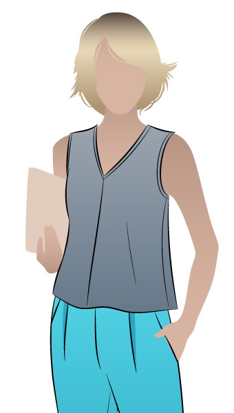 Vicki Top By Style Arc - Cute swing top with a “V” neck and interesting shoulder design