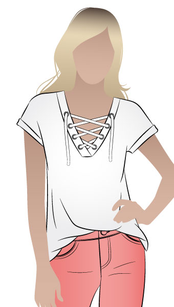 Winona Knit Top By Style Arc - Great knit top with lace-up feature