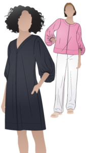 Zalia Woven Top and Dress by Style Arc - Top or dress with a round or V-neck and featuring balloon sleeves